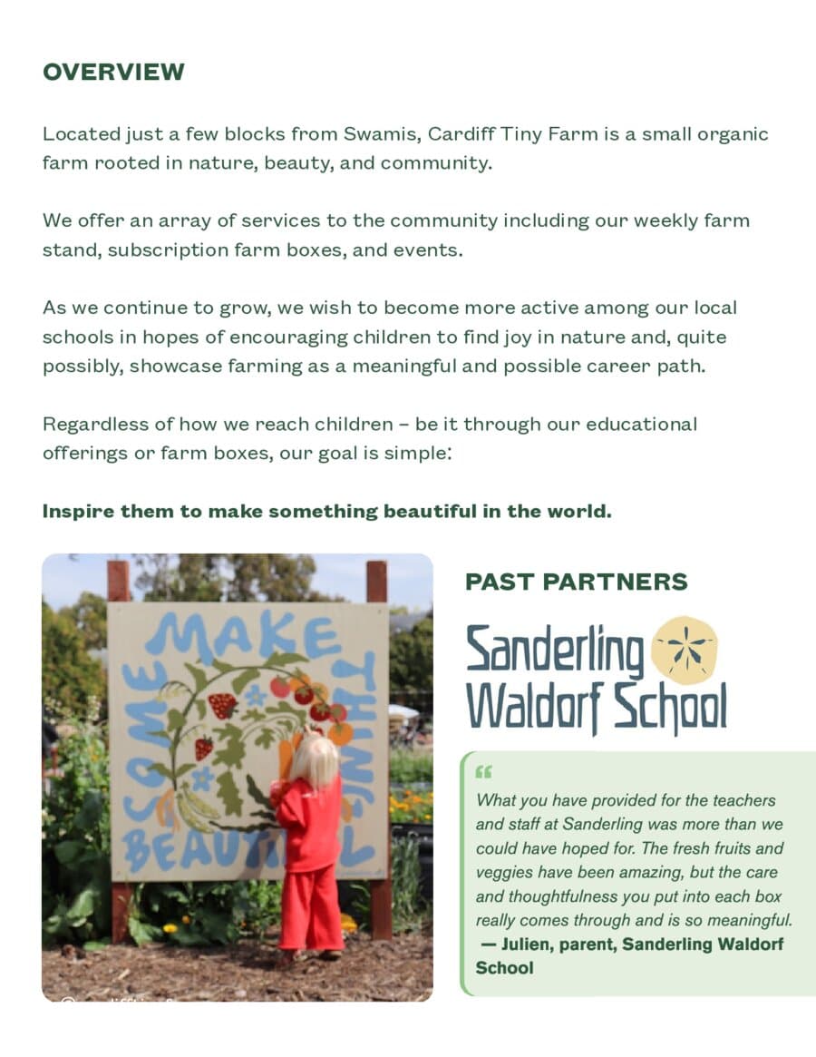 Page 2 of the Cardiff Tiny Farm school partnerships guide