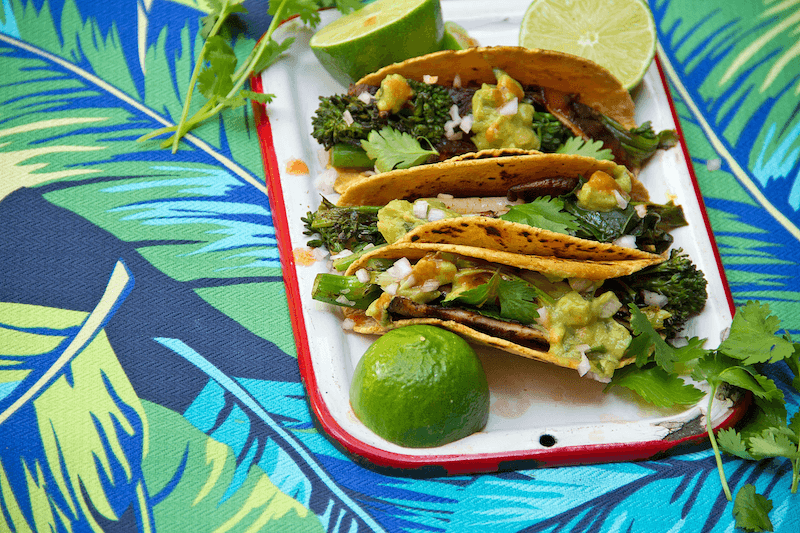 Grilled Broccolini and Shiitake Tacos
