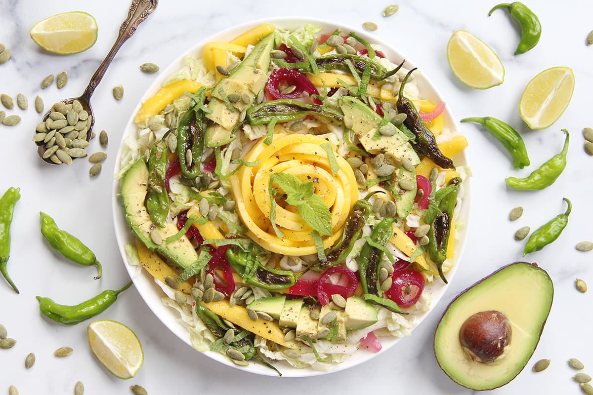 Blistered Shishito Pepper and Mango Salad
